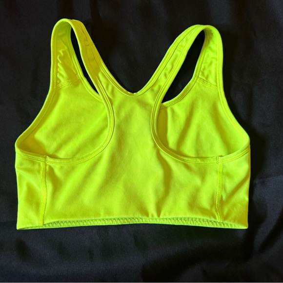 Nike Women's Dri-Fit Neon Yellow Sports Bra - Picture 2 of 3